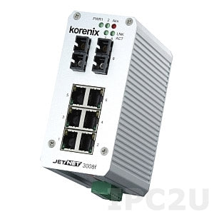 JetNet 3008f-sw: Průmyslový Ethernet Switch Korenix, w/6x 10/100Base-TX porty